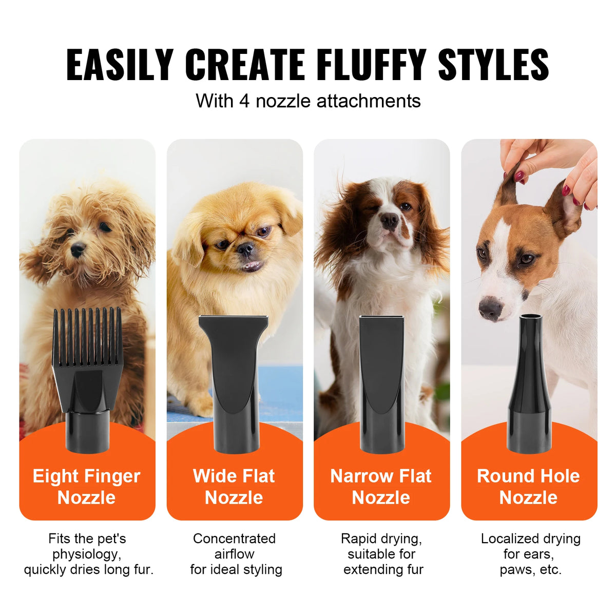 SucceBuy Professional Dog Dryer With Four Nozzles And Adjustable Speed