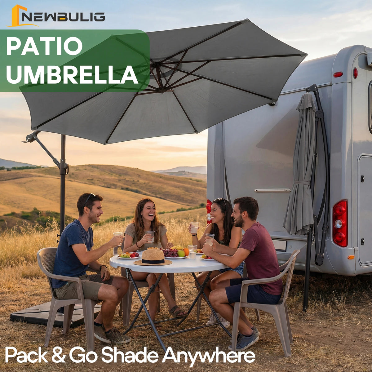 JHK Outdoor Offset Patio Umbrella With Adjustable Tilt UV Protection