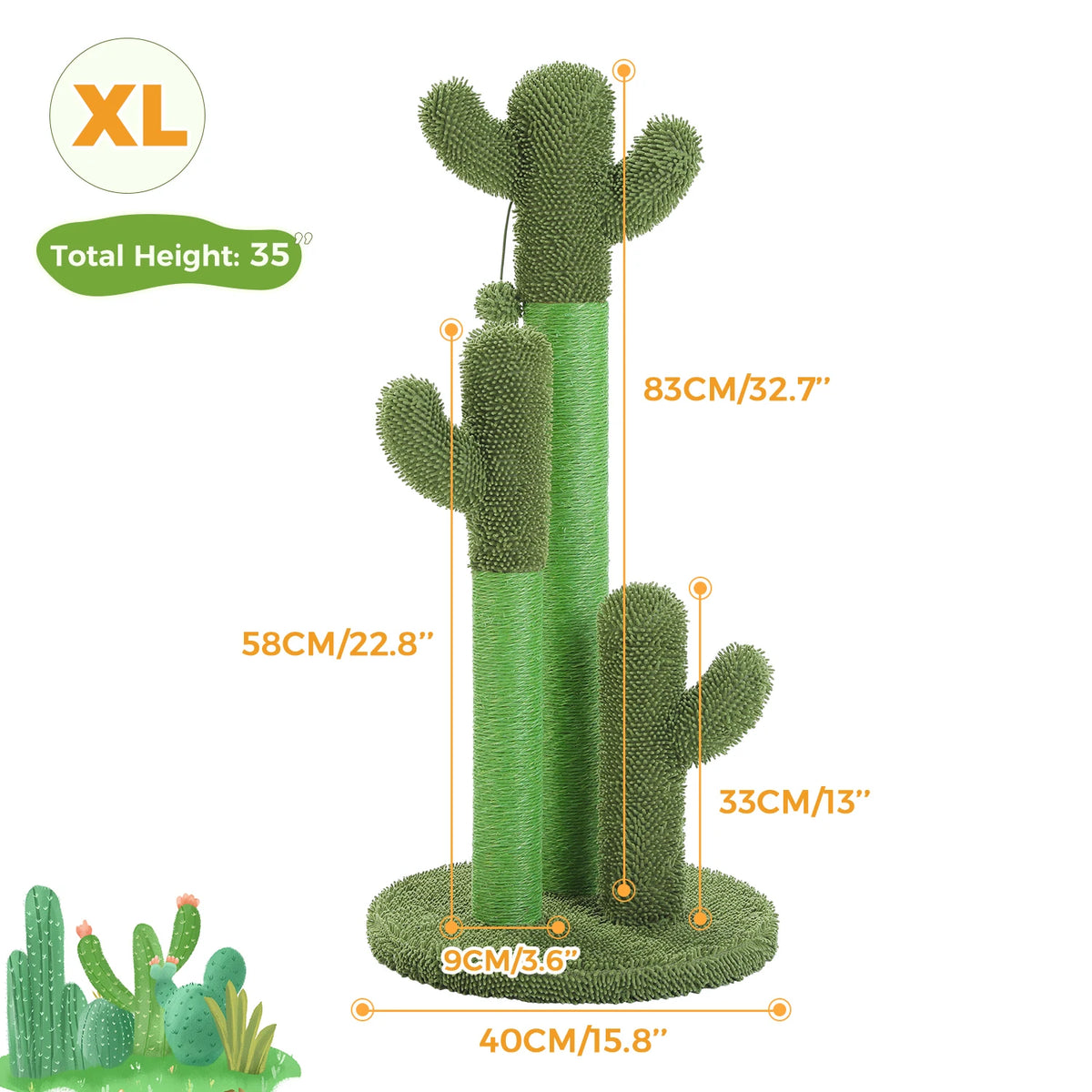 PAWZ Road Indoor Cactus Cat Scratching Post With Sisal Posts