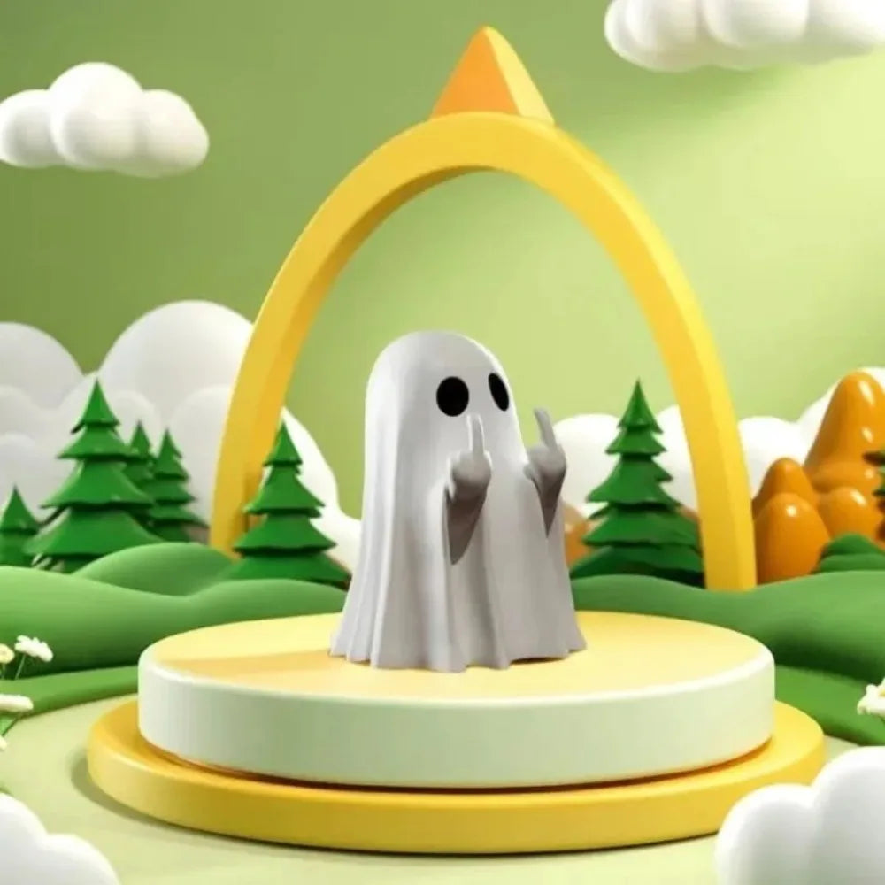 Resin Ghost Statue With Middle Finger Spooky Halloween Decor