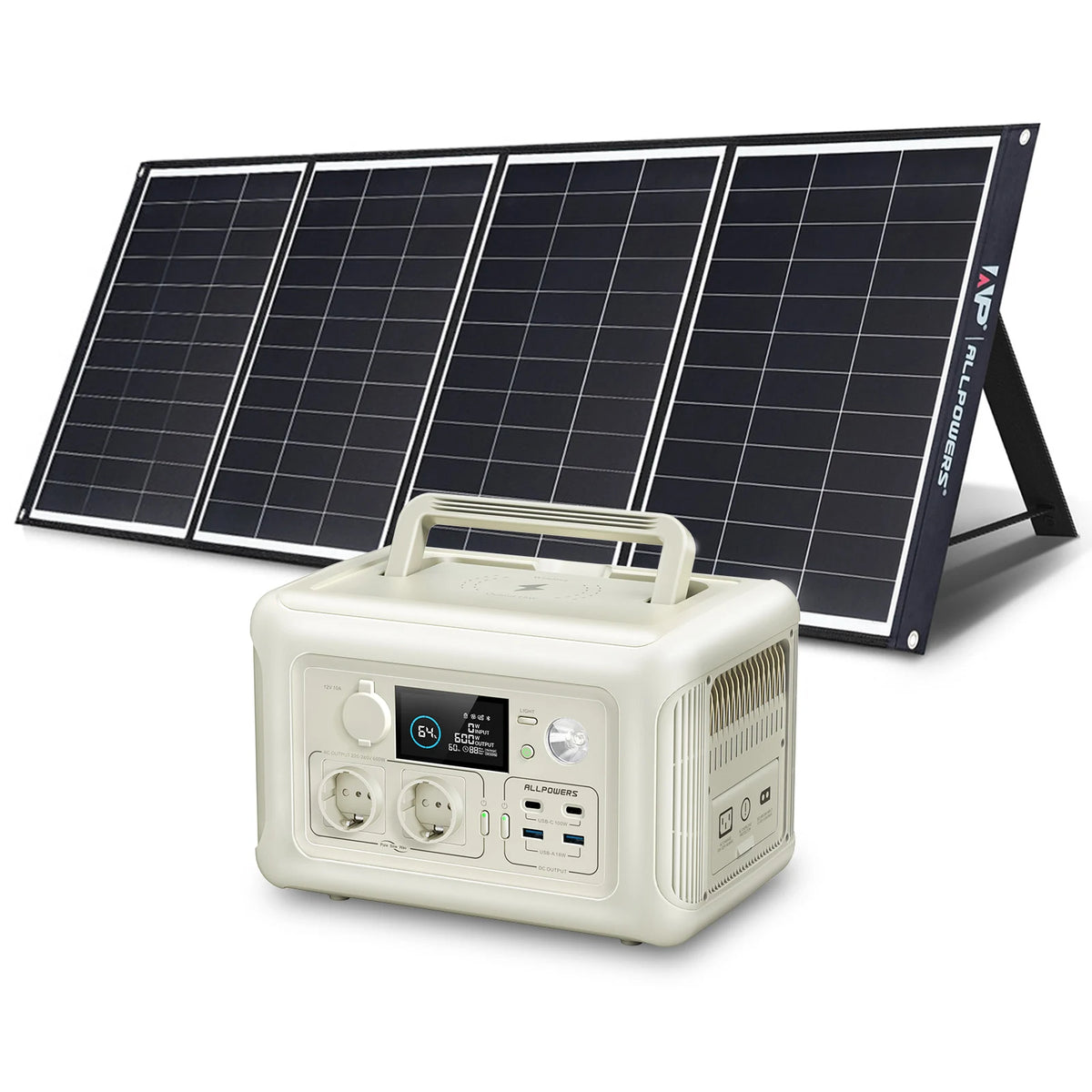 Allpowers 600W Portable Solar Generator Kit With LiFePO4 Battery