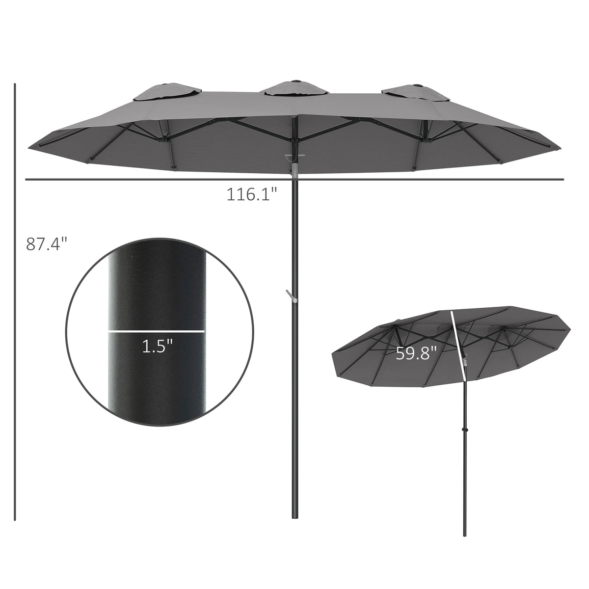 Outsunny Double Sided Patio Umbrella With Tilt And Crank