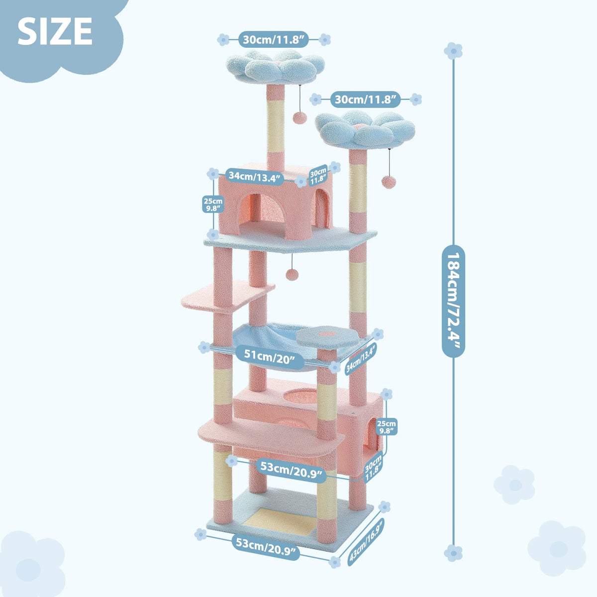 PETEPELA Five Tier Cat Tree Tower With Sisal Scratching Posts