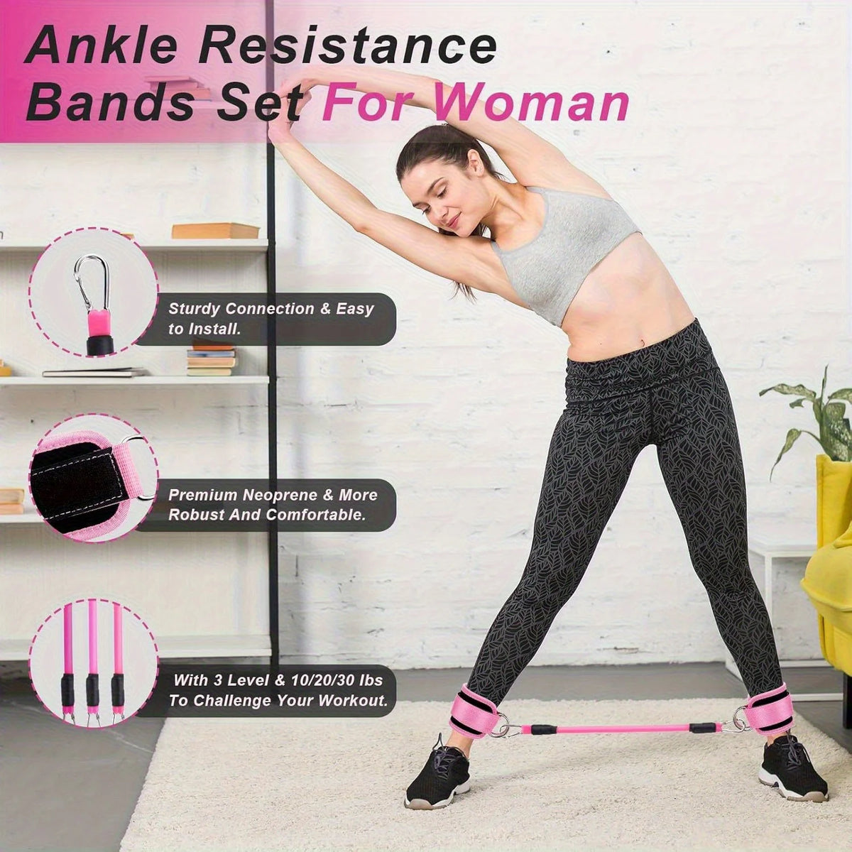 Adjustable Resistance Bands Kit For Home Leg And Hip Toning