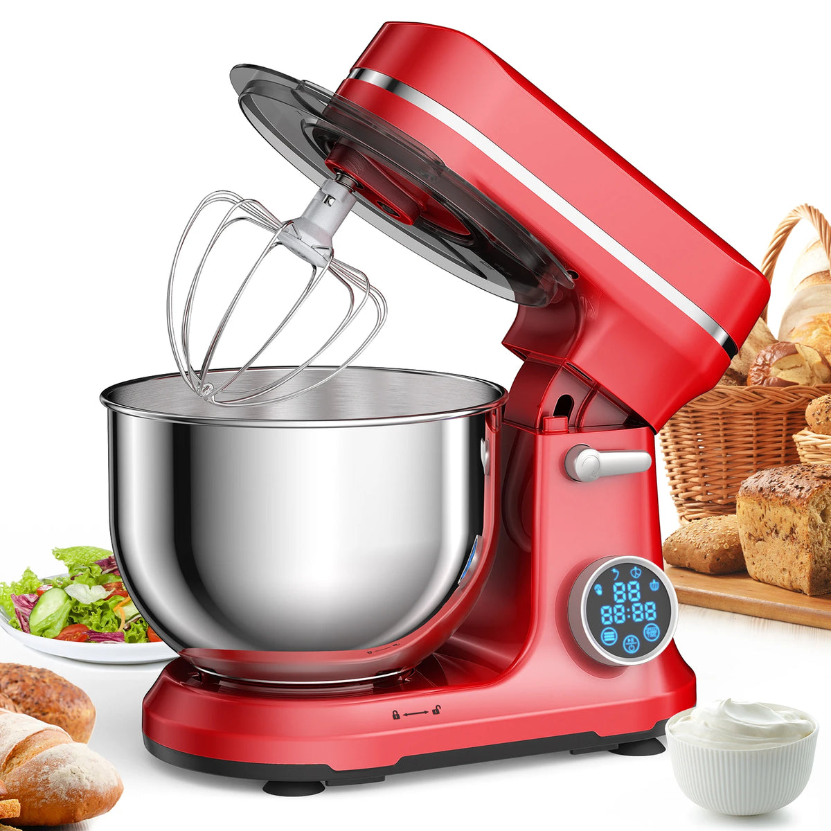 BioloMix Digital Stand Mixer With Dough Hook And Whisk
