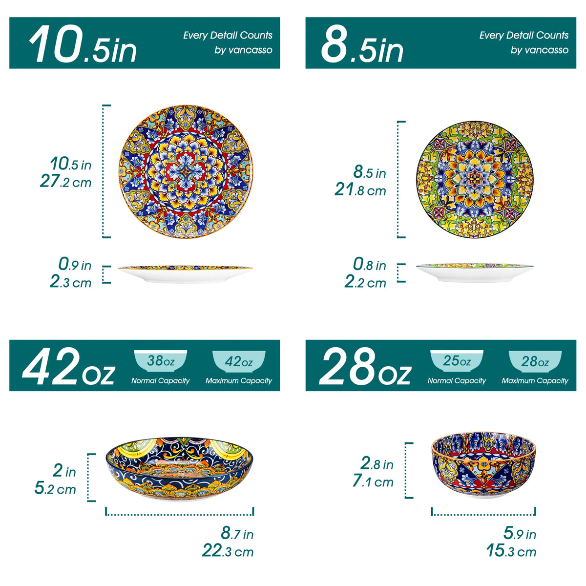 Malacasa Bohemian Porcelain Dinnerware Set With Bowls And Plates