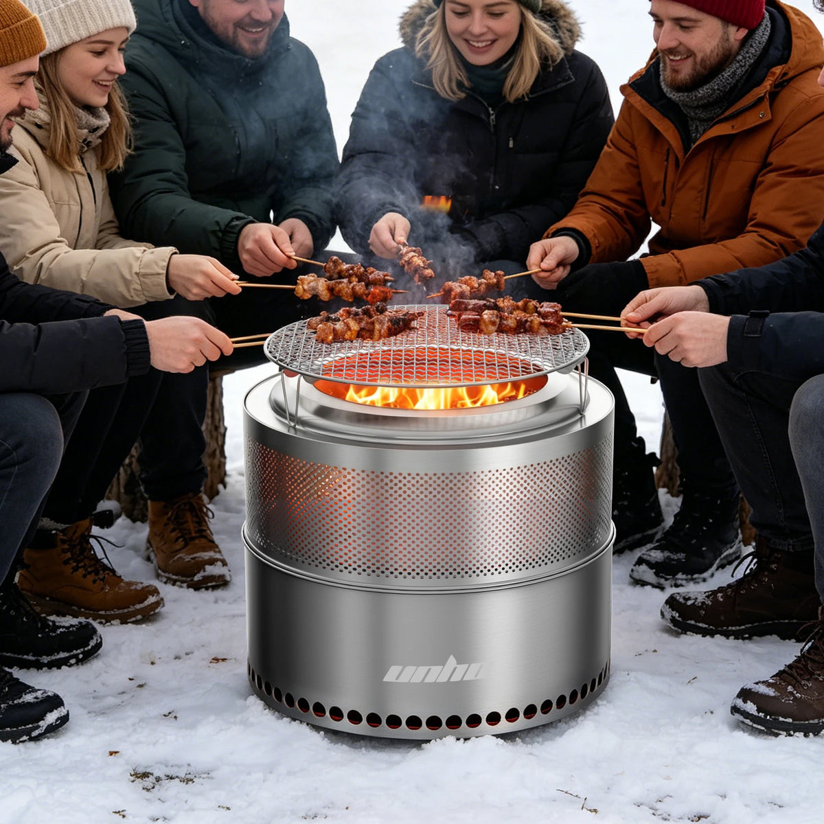 Unho Portable Smokeless Stainless Steel Outdoor Fire Pit