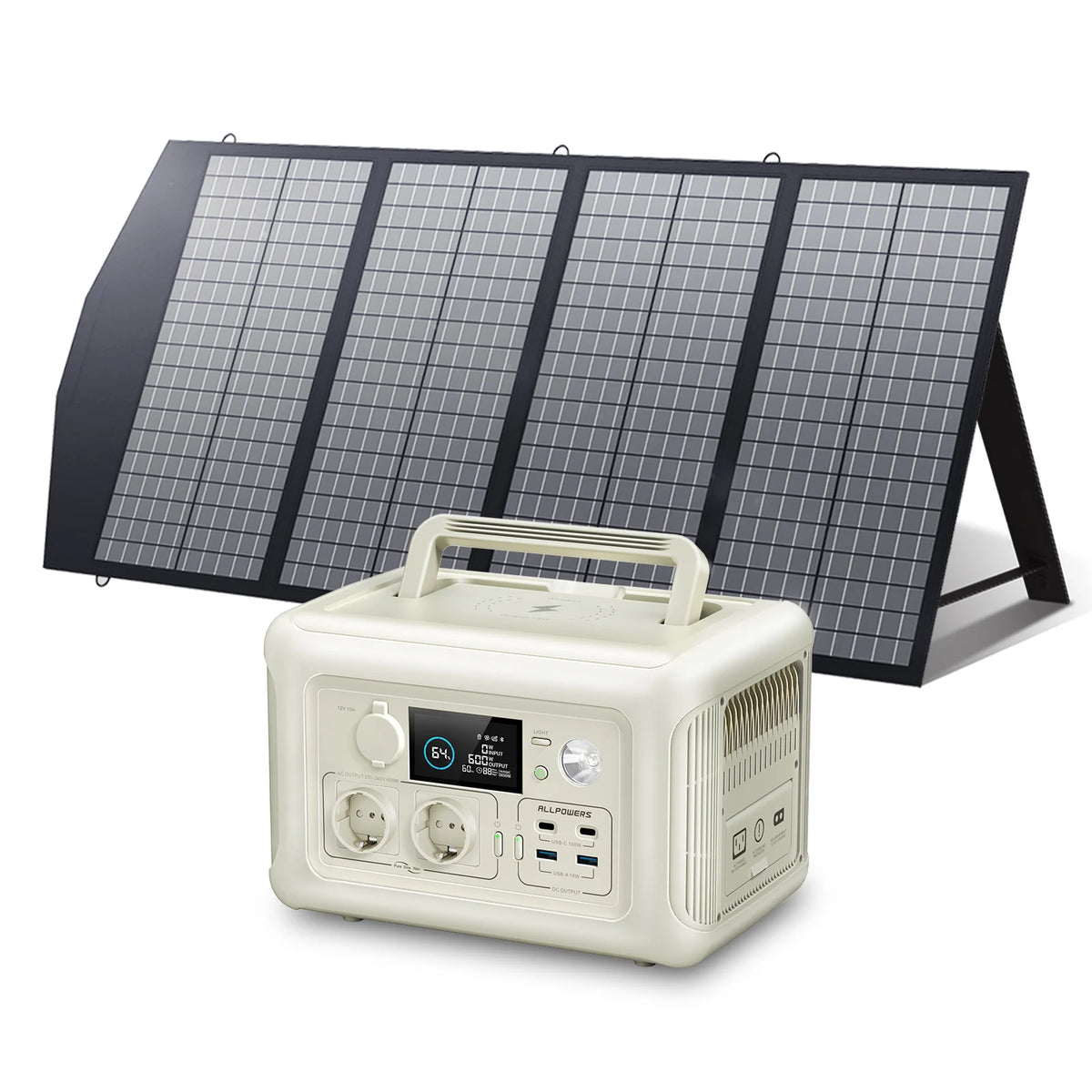 Allpowers 600W Portable Solar Generator Kit With LiFePO4 Battery
