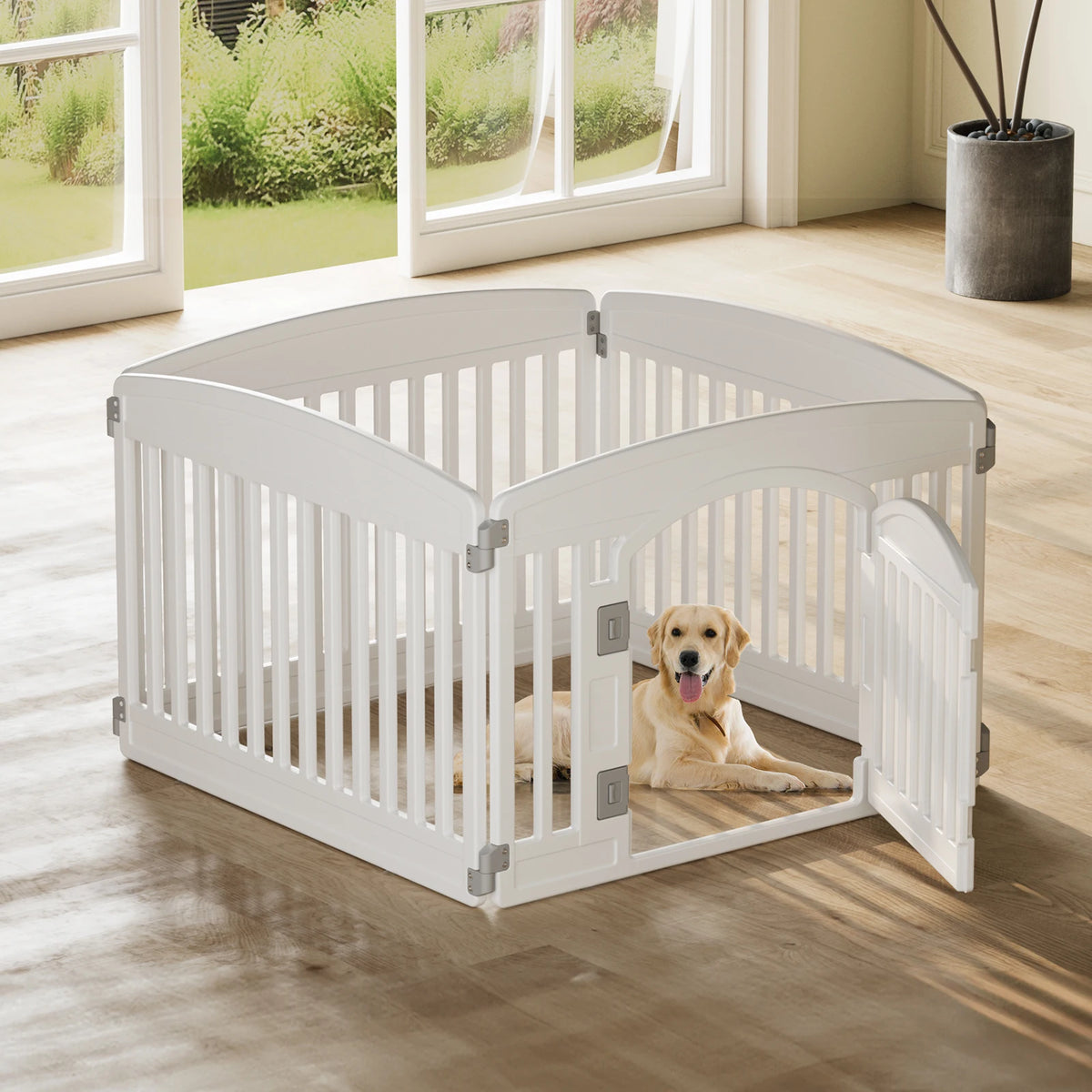 JHK Plastic Dog Playpen Foldable Expandable Pet Fence