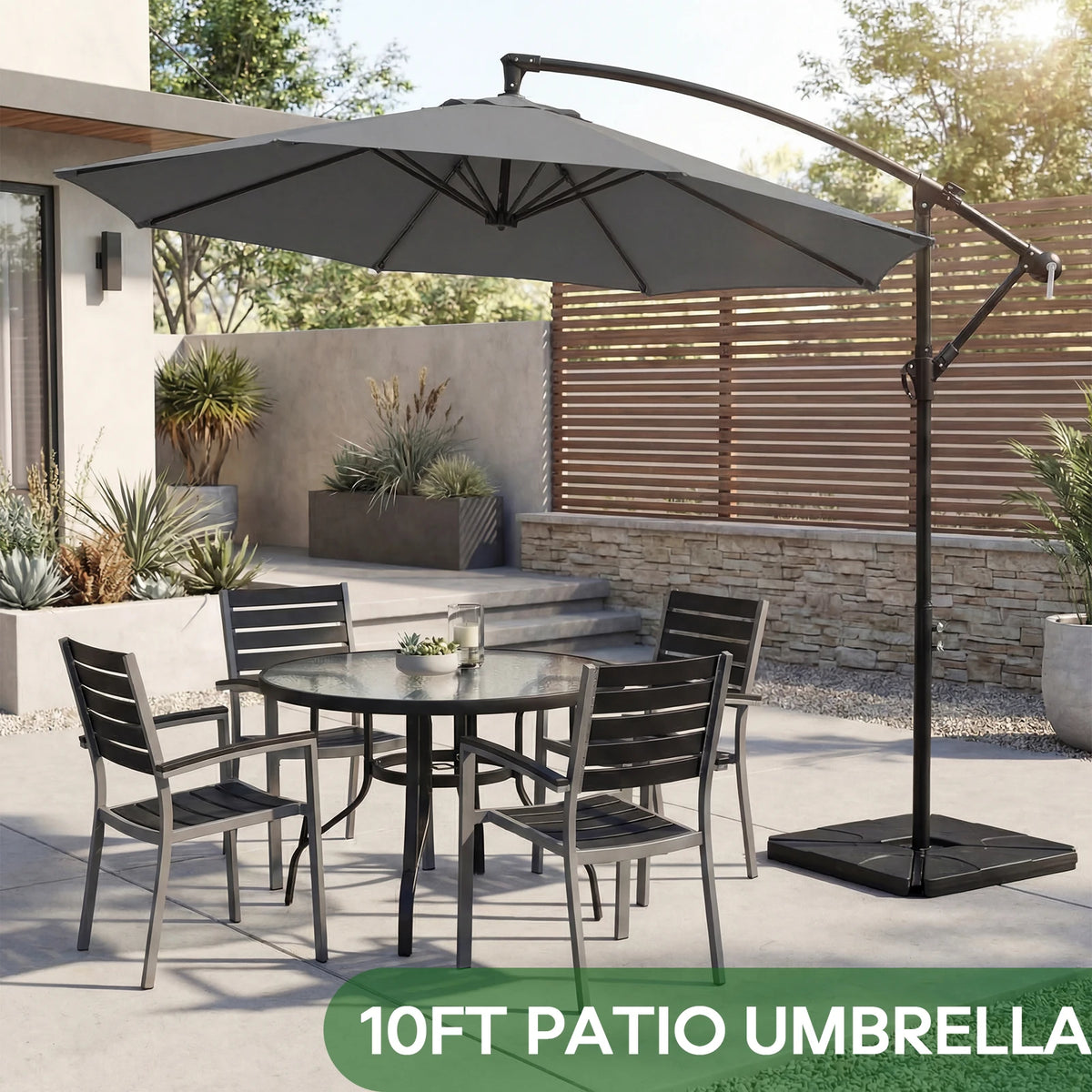 JHK Outdoor Offset Patio Umbrella With Adjustable Tilt UV Protection
