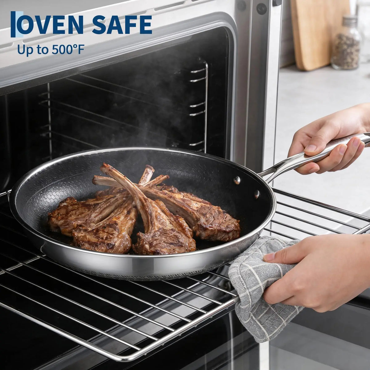 HiMISS Tri Ply Stainless Steel Honeycomb Nonstick Frying Pan Set