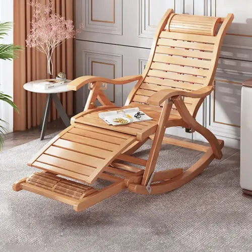 Bamboo Folding Rocking Chair For Indoor Outdoor Use