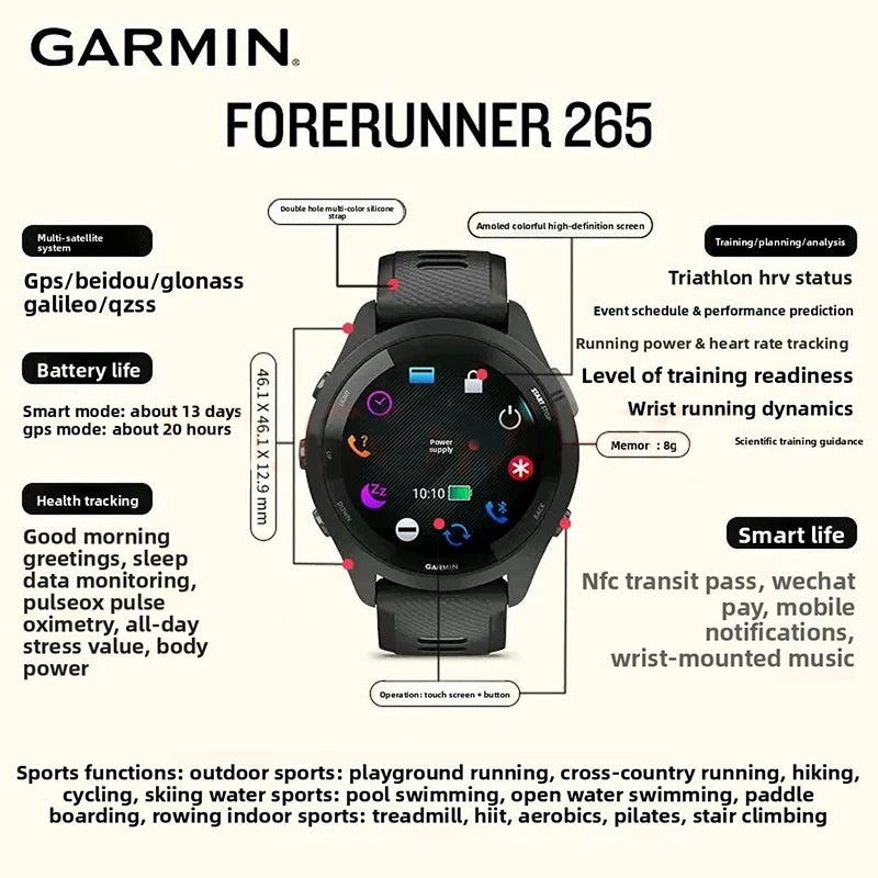 Garmin Forerunner 265 GPS Smartwatch With AMOLED Fitness Tracking