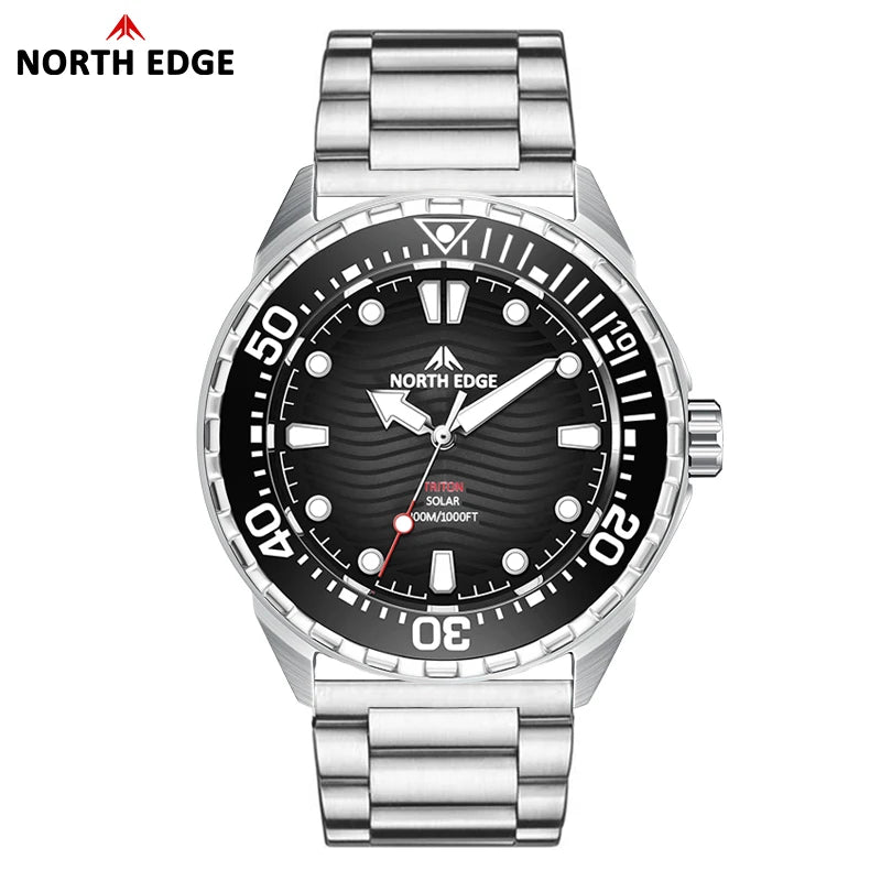 NORTH EDGE Triton Solar Powered Dive Watch Waterproof Digital