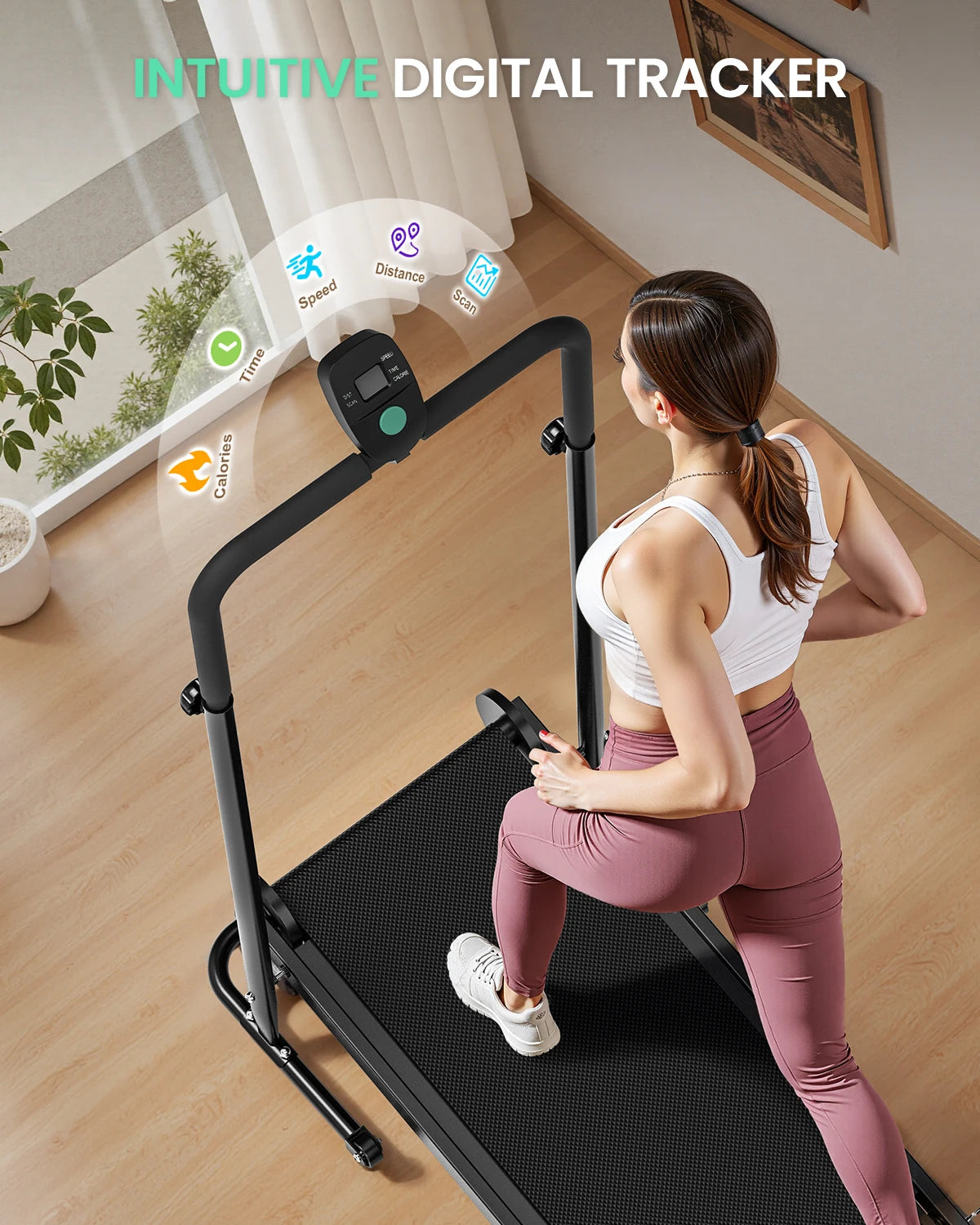 AKLUER Manual Treadmill Dual Flywheel Fixed Incline LCD Home Gym