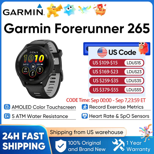 Garmin Forerunner 265 GPS Smartwatch With AMOLED Fitness Tracking