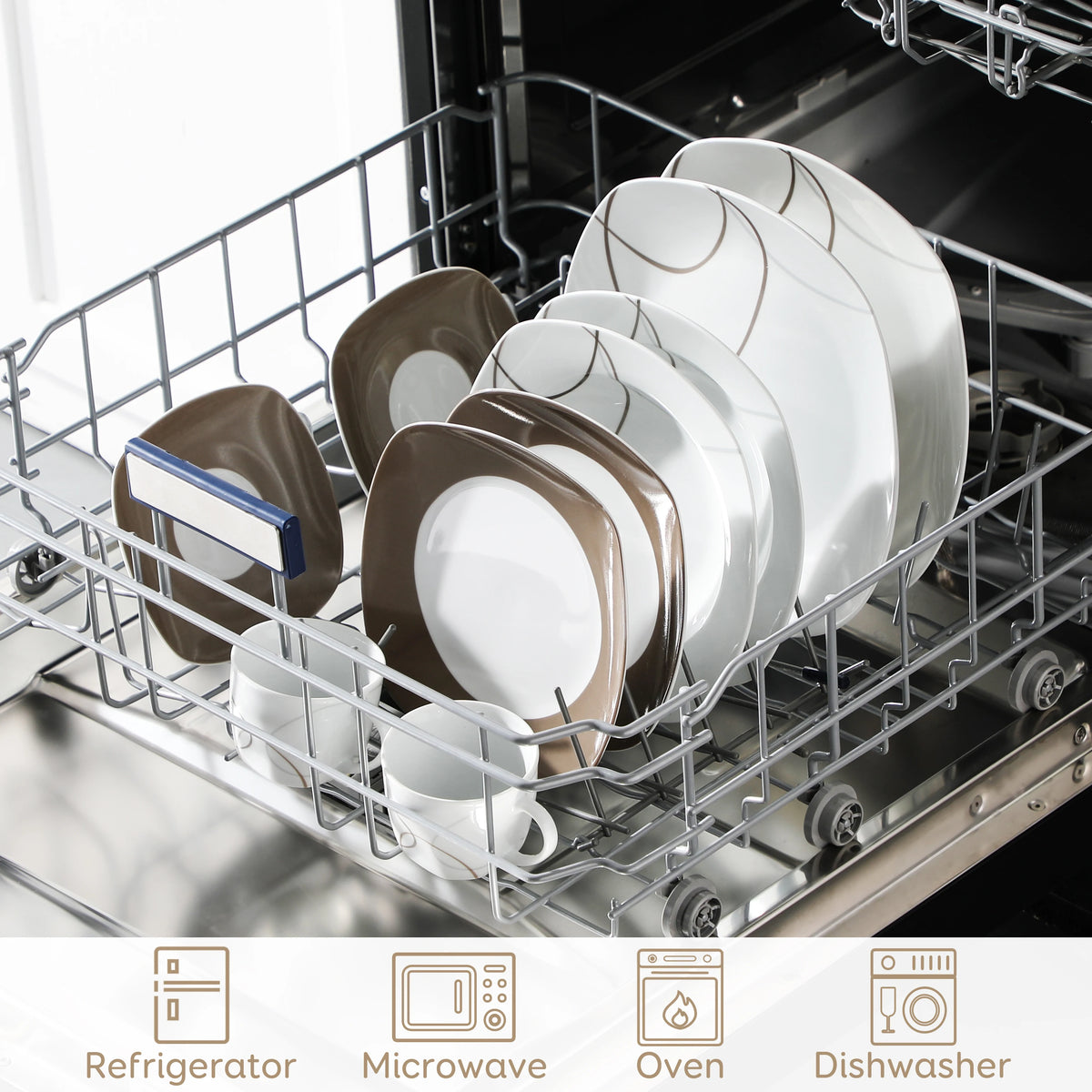 Malacasa Porcelain Ceramic Dinnerware Set For Classic Home Dining