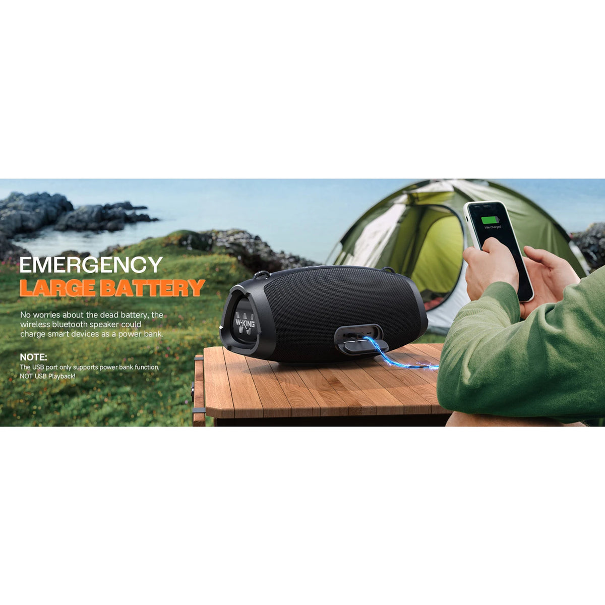 W King Portable Wireless Bluetooth Speaker With Deep Bass