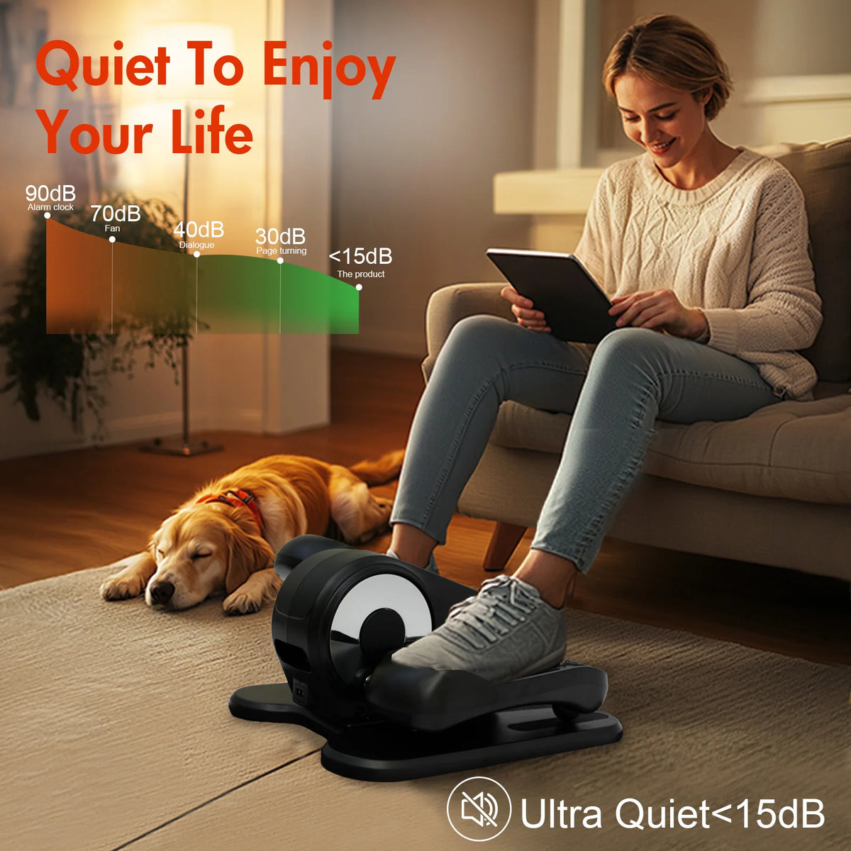 Gamewiu Under Desk Elliptical Machine Portable Leg Exerciser Remote Control