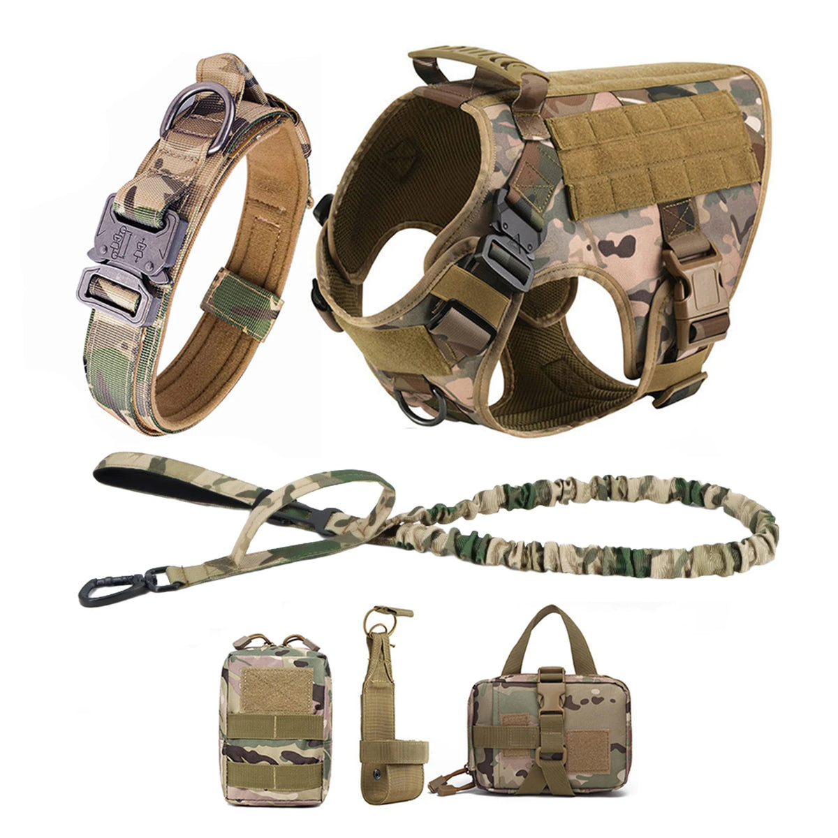 Petravel Tactical Dog Harness With Molle Pouch And Buckle