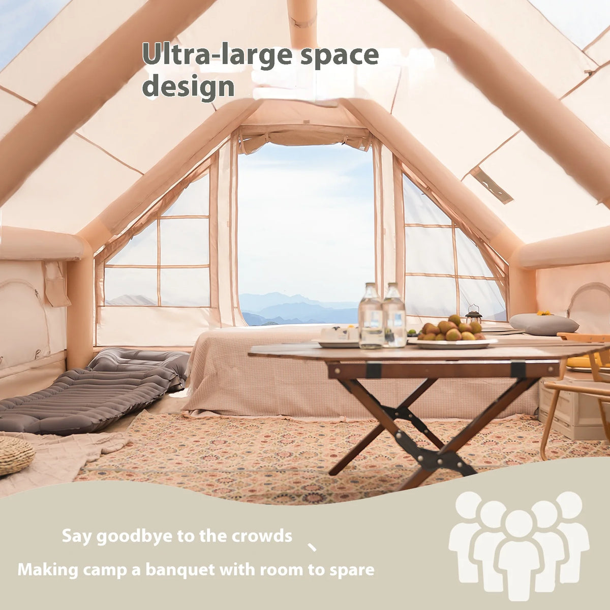 Pakicetus Inflatable Camping Tent With Stove Jack For Family Camping