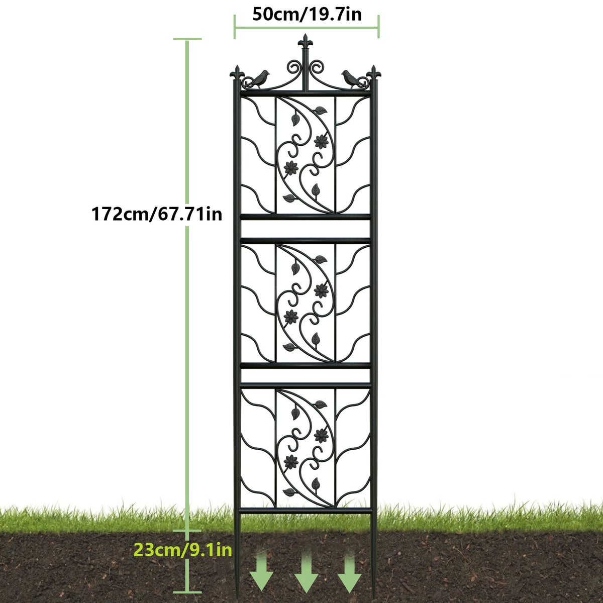 Powder Coated Metal Garden Trellis For Climbing Plants And Vines