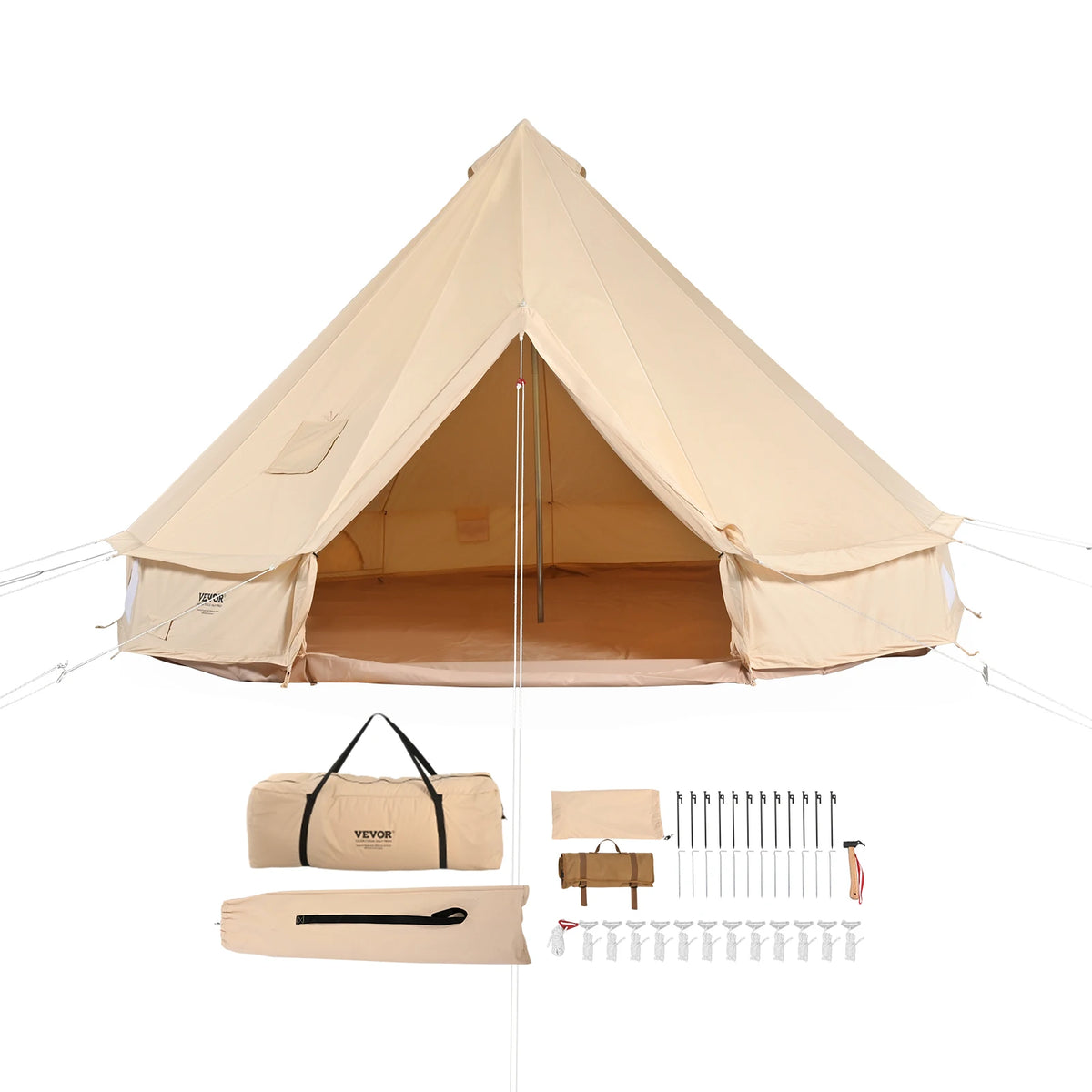 SucceBuy Canvas Bell Tent For Comfortable Four Season Camping