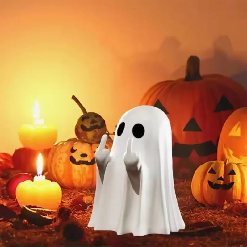 Resin Ghost Statue With Middle Finger Spooky Halloween Decor