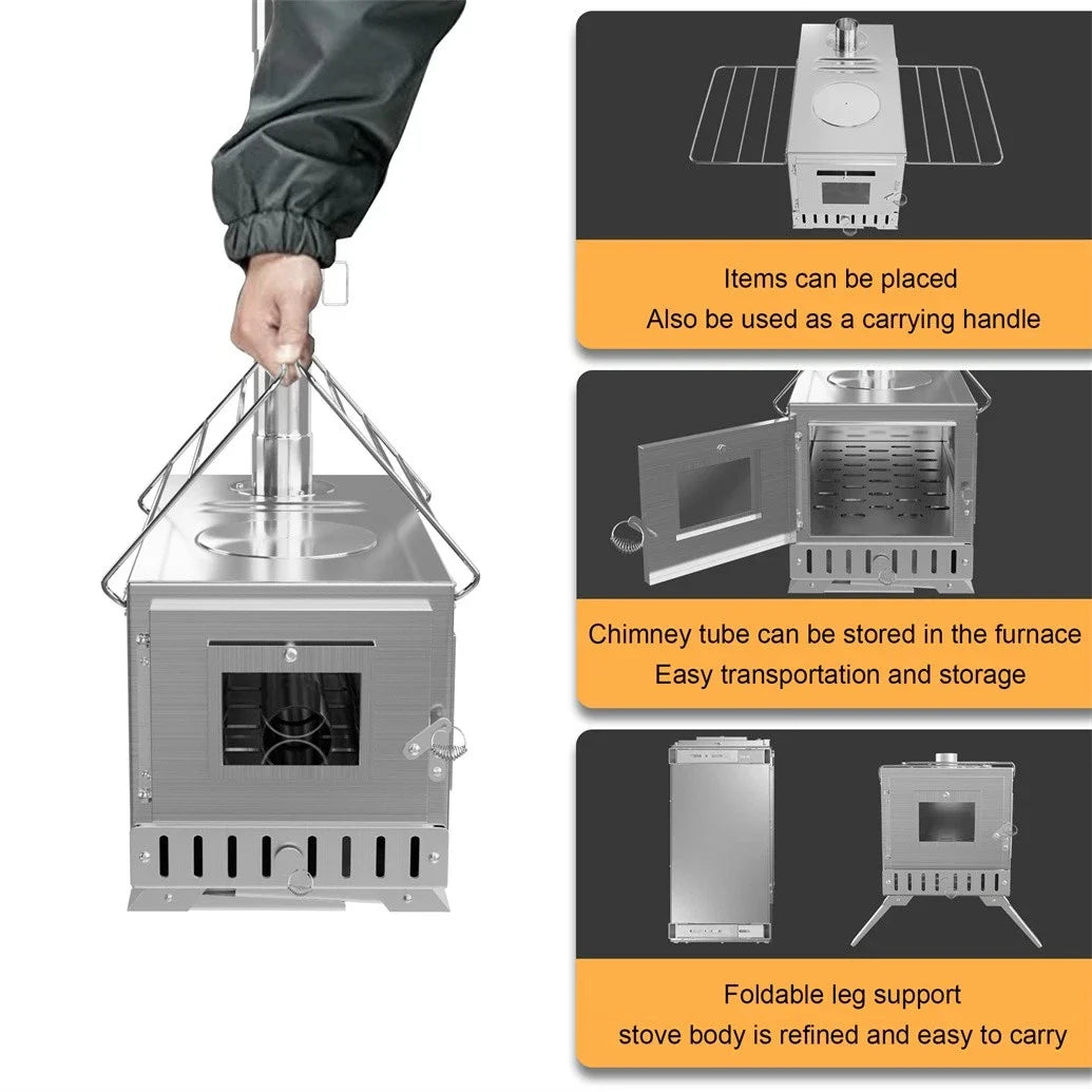Outdoor Wood Burning Stove With Stainless Steel Chimney Pipe Set