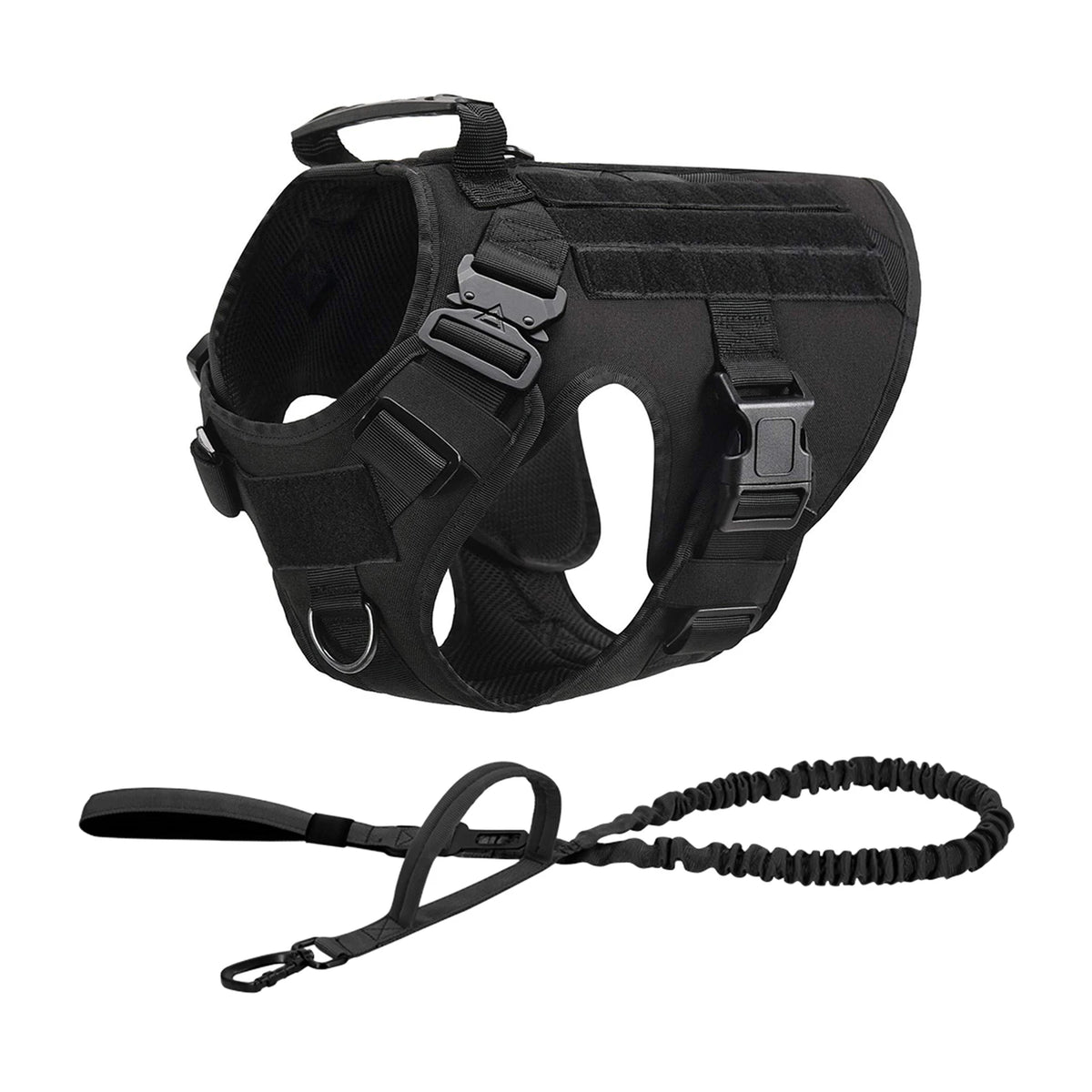Petravel Tactical Dog Harness With Molle Pouch And Buckle