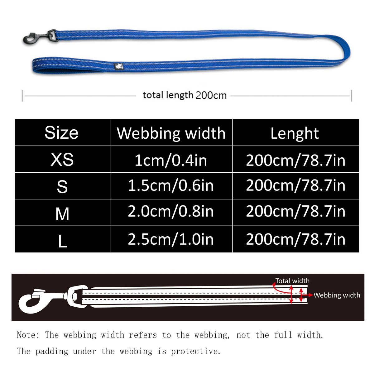 Truelove Reflective Padded Nylon Mesh Pet Leash For Dogs