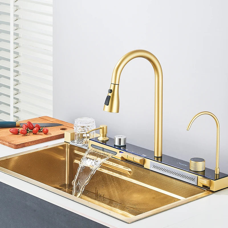 Stainless Steel Integrated Single Bowl Kitchen Sink With Smart Faucet