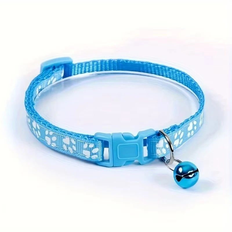 Decorative Adjustable Cat Collar With Bell And Ribbon Strap