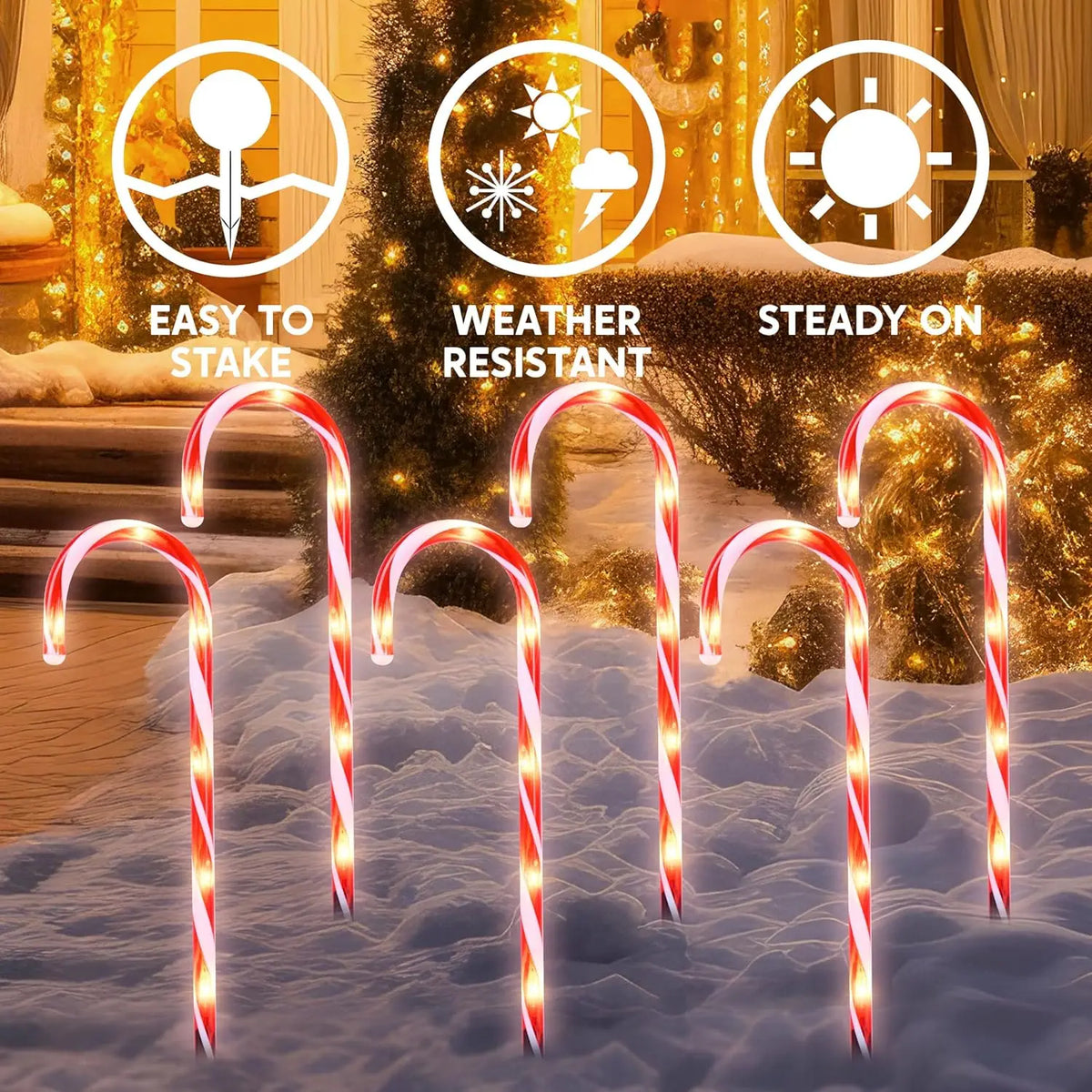 Joyfy Christmas Candy Cane Pathway Marker Outdoor Lights