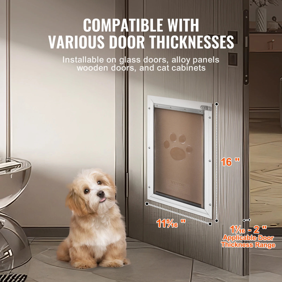 Adjustable Aluminum Pet Door With Lock And Weatherproof Flap