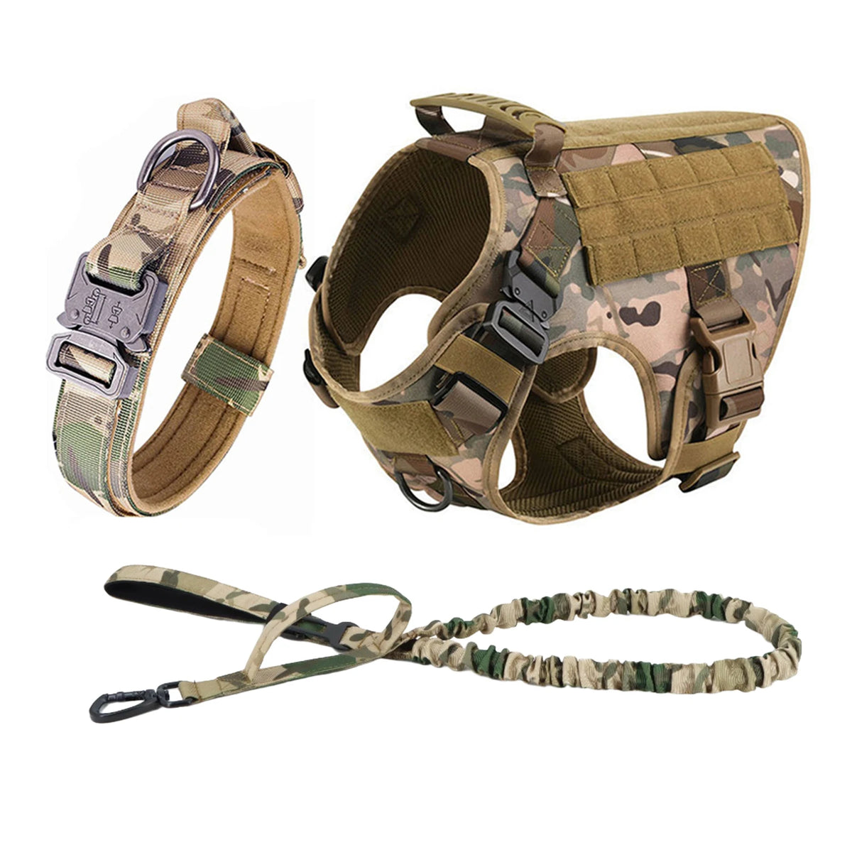 Petravel Tactical Dog Harness With Molle Pouch And Buckle