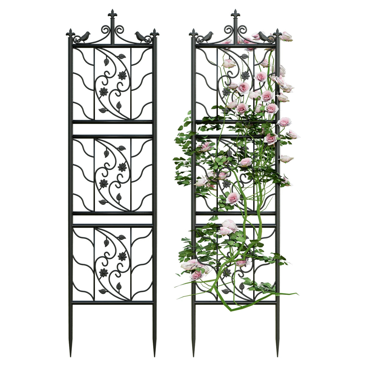 Powder Coated Metal Garden Trellis For Climbing Plants And Vines