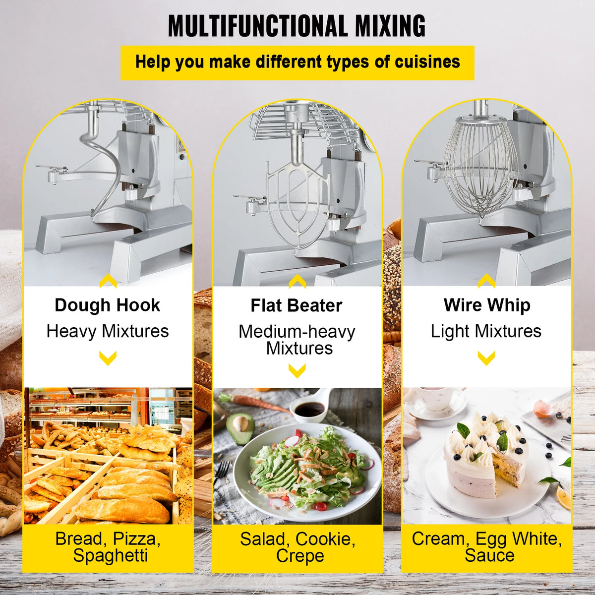 SucceBuy Commercial Food Mixer Features 3 Speeds And Stainless Build
