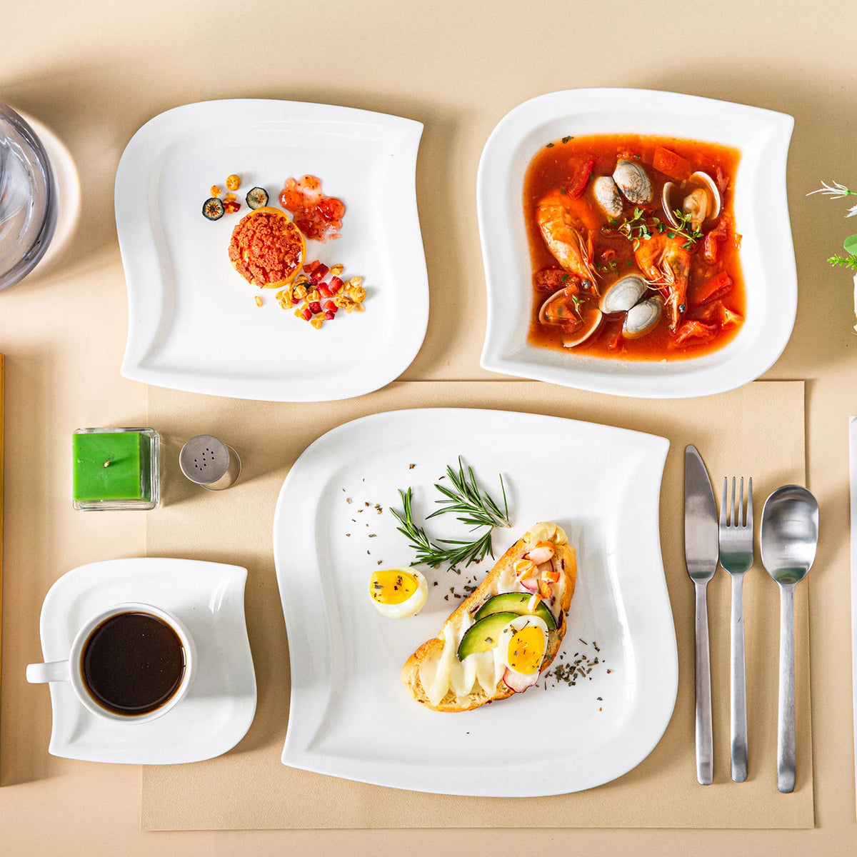 Malacasa Premium Porcelain Dinner Set With Cups Saucers For Home Dining
