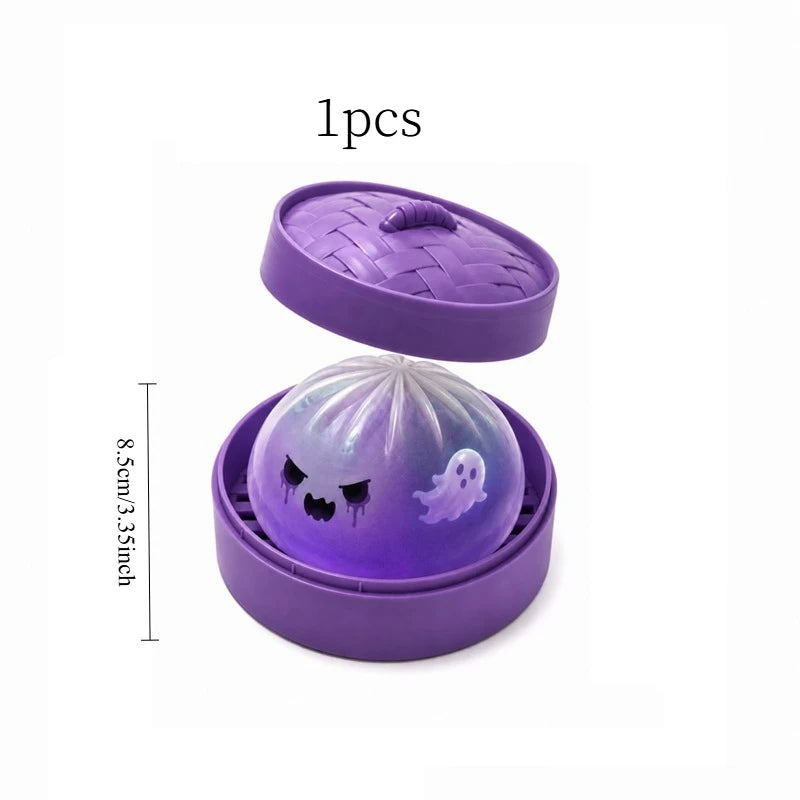 Glitter Ghost Dumpling Squishy Toy With Steamer Halloween Sensory Decompression