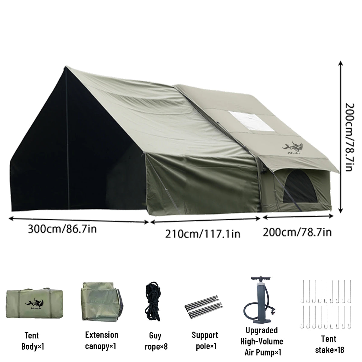 Pakicetus Luxury Inflatable Camping Tent With Skylight And Air Pump