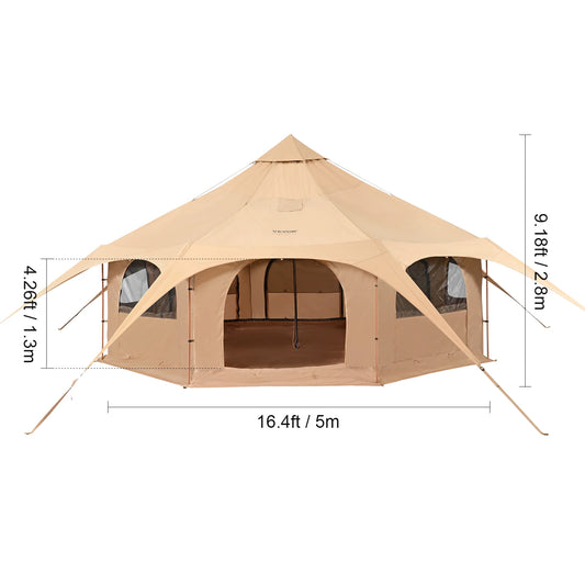 SucceBuy Canvas Bell Tent For Comfortable Four Season Camping
