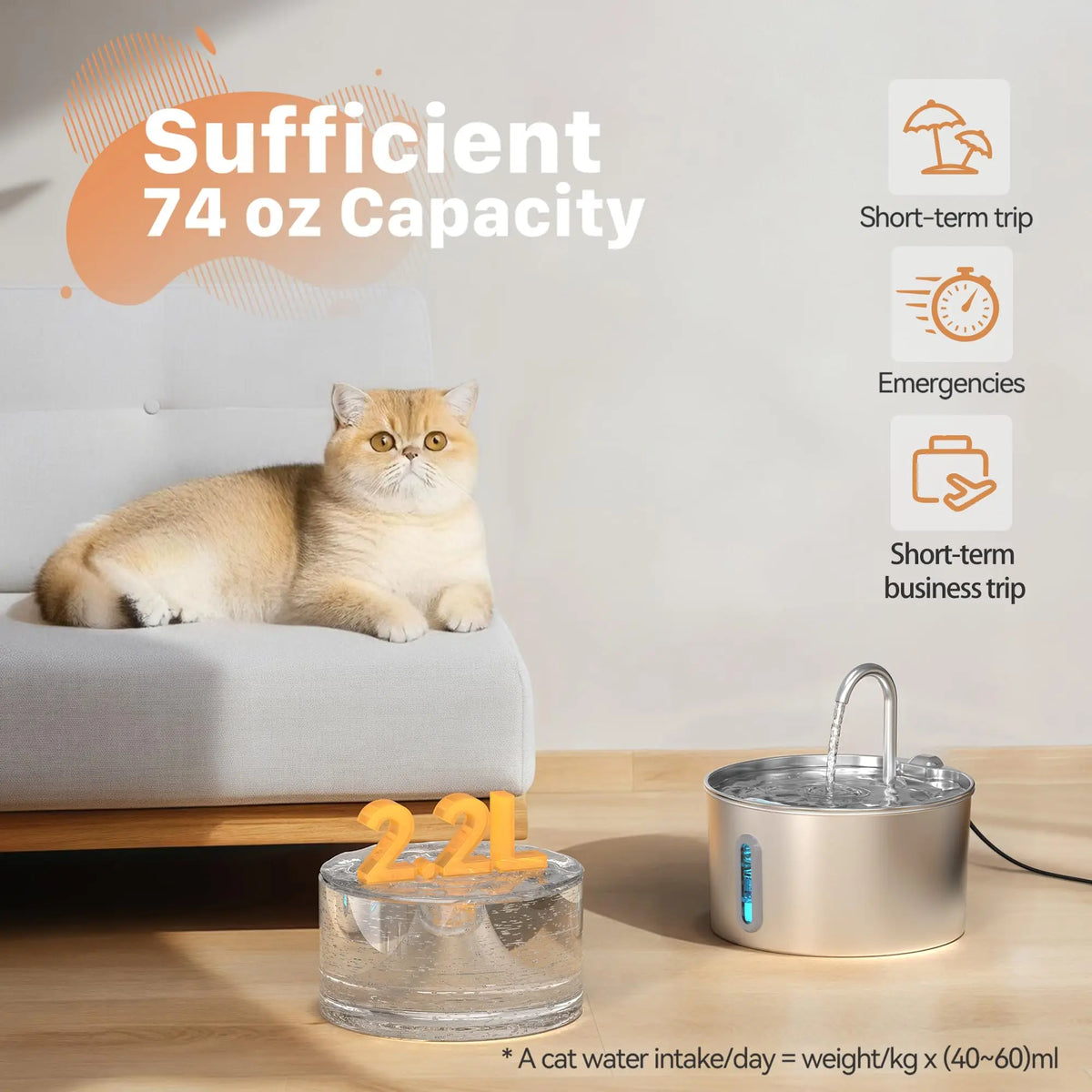 Weomg Automatic Stainless Steel Pet Water Fountain With Quiet Pump