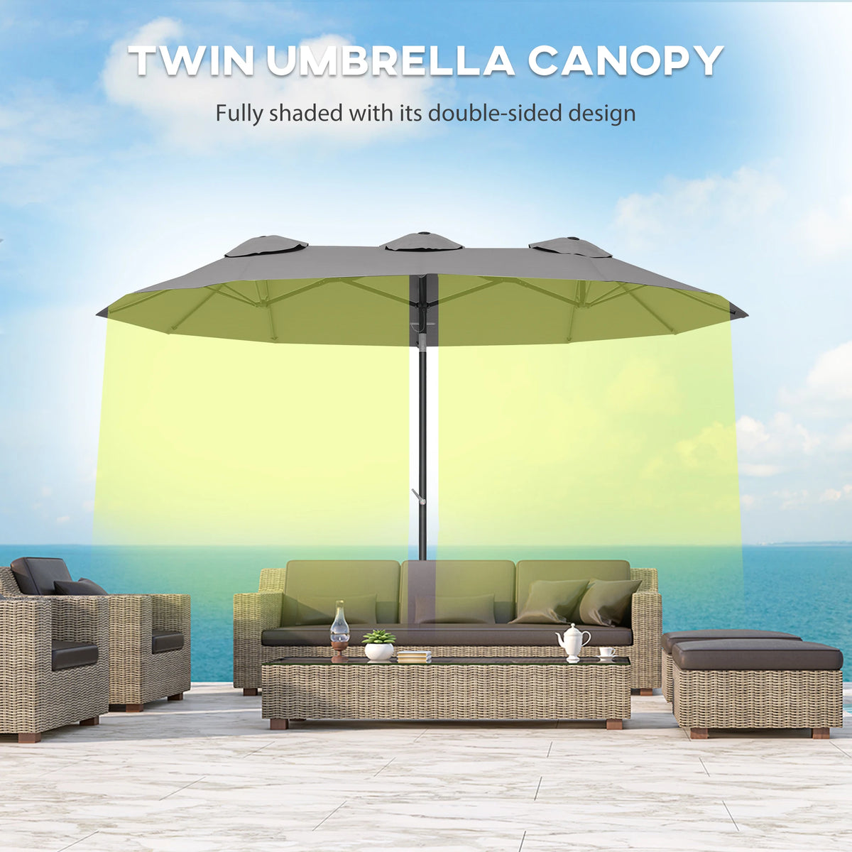 Outsunny Double Sided Patio Umbrella With Tilt And Crank