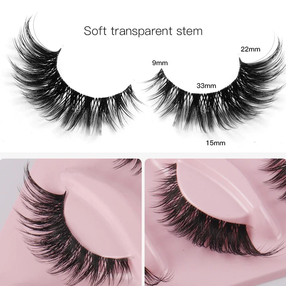 Natural Long Cat Eye Fake Eyelashes Winged Strip Lashes