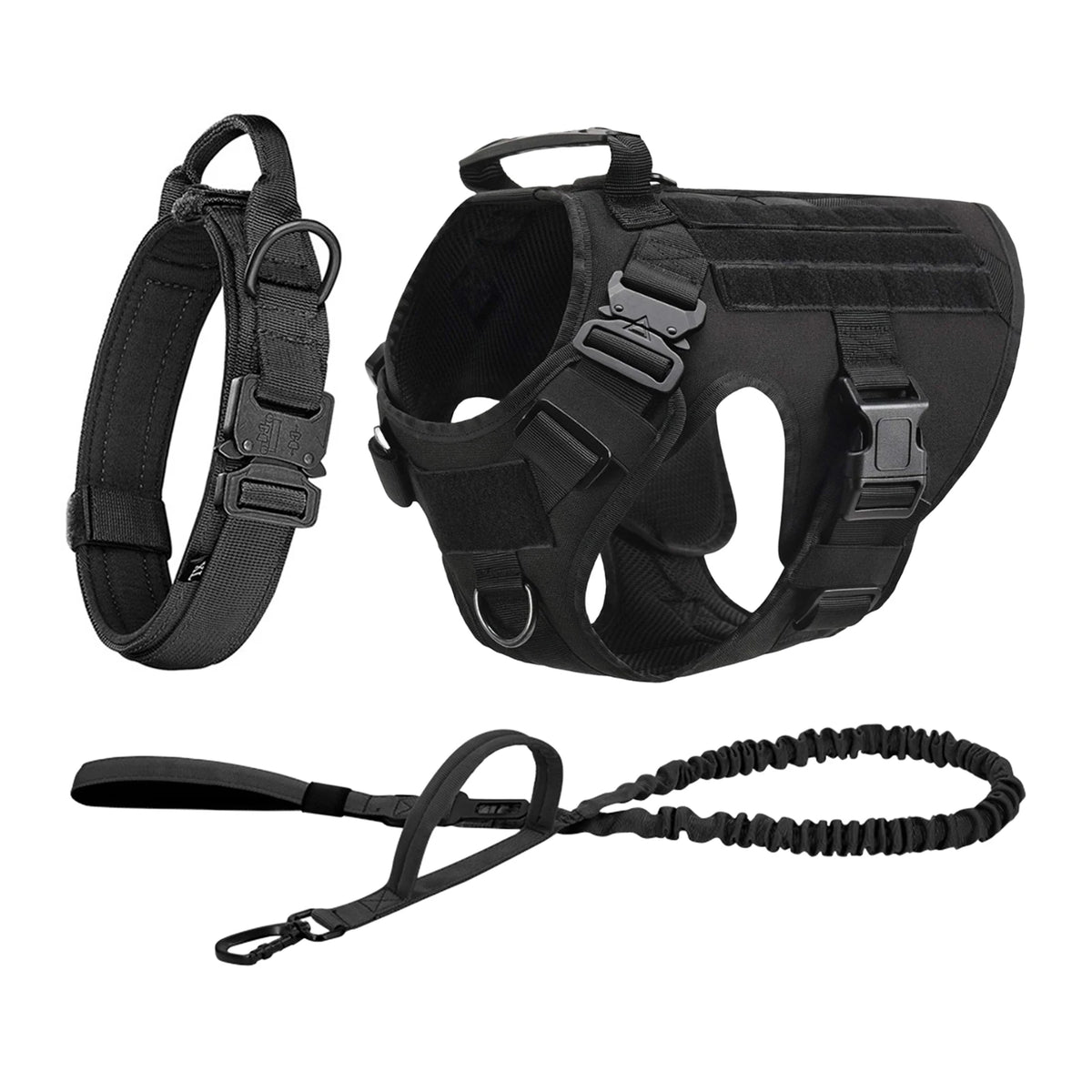 Petravel Tactical Dog Harness With Molle Pouch And Buckle