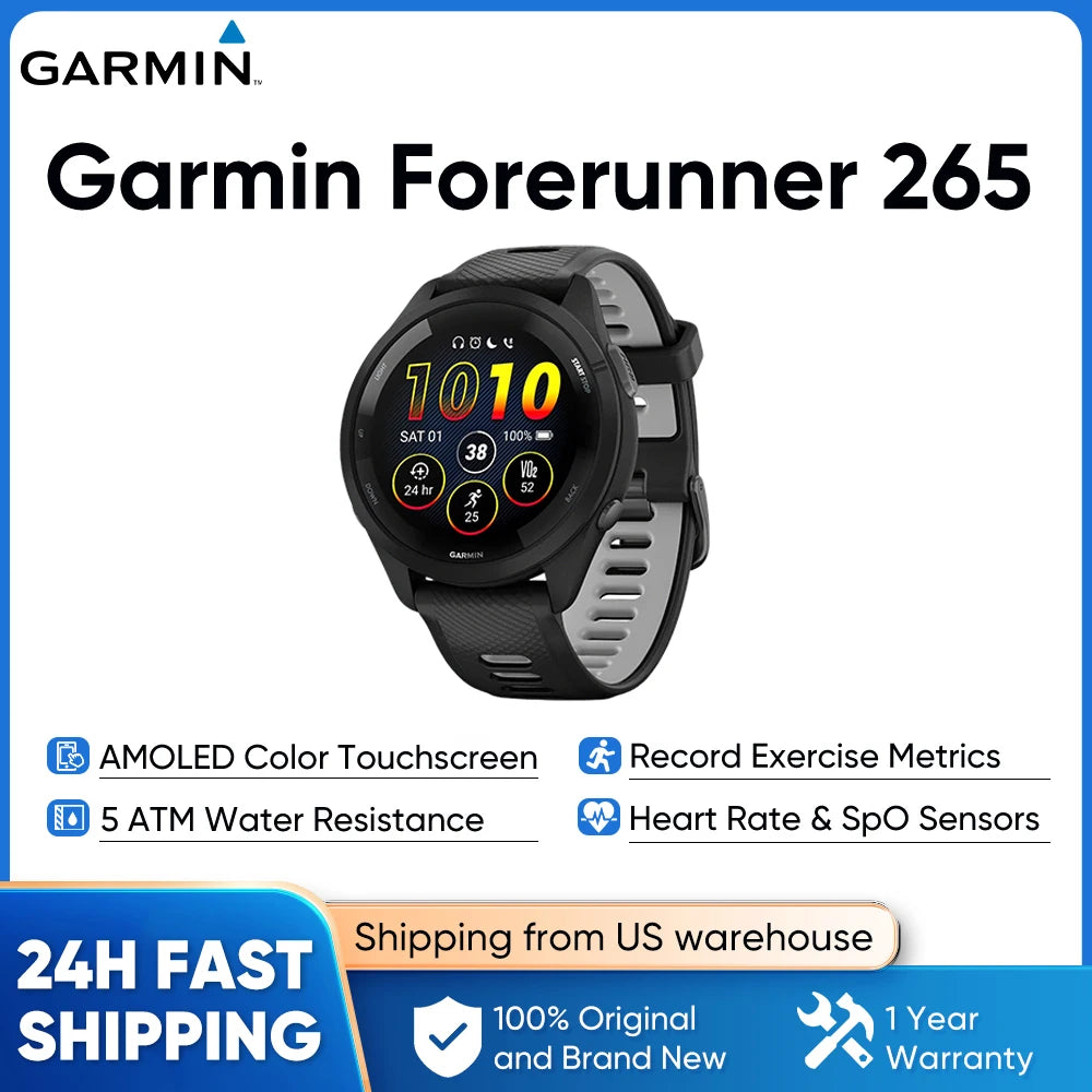 Garmin Forerunner 265 GPS Smartwatch With AMOLED Fitness Tracking