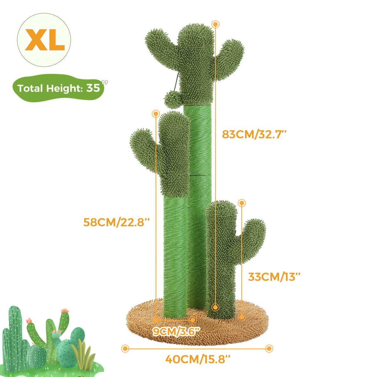 PAWZ Road Indoor Cactus Cat Scratching Post With Sisal Posts