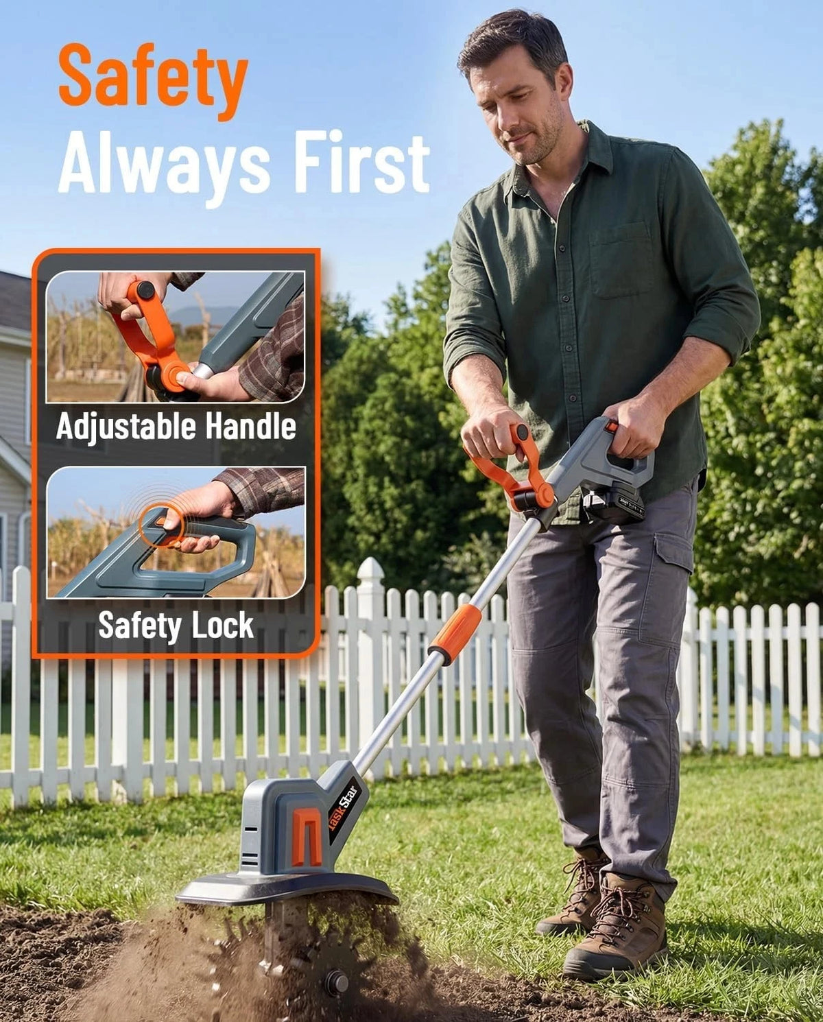 TaskStar Cordless Electric Tiller And Garden Cultivator