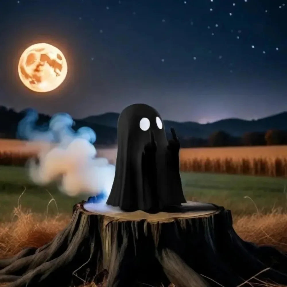 Resin Ghost Statue With Middle Finger Spooky Halloween Decor